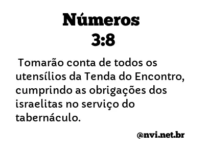 NÚMEROS 3:8 NVI NOVA VERSÃO INTERNACIONAL