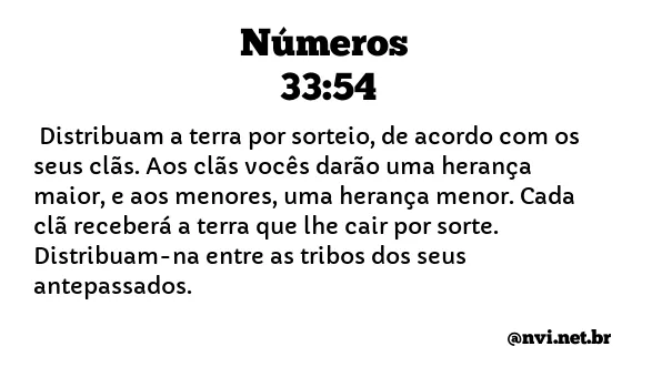 NÚMEROS 33:54 NVI NOVA VERSÃO INTERNACIONAL