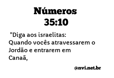 NÚMEROS 35:10 NVI NOVA VERSÃO INTERNACIONAL