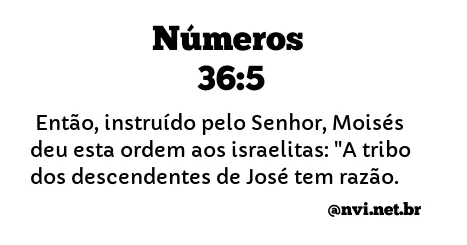 NÚMEROS 36:5 NVI NOVA VERSÃO INTERNACIONAL