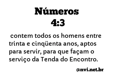 NÚMEROS 4:3 NVI NOVA VERSÃO INTERNACIONAL