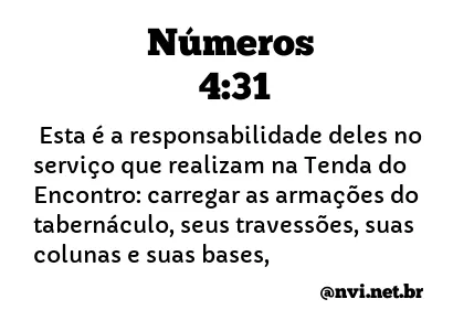 NÚMEROS 4:31 NVI NOVA VERSÃO INTERNACIONAL