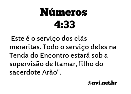 NÚMEROS 4:33 NVI NOVA VERSÃO INTERNACIONAL