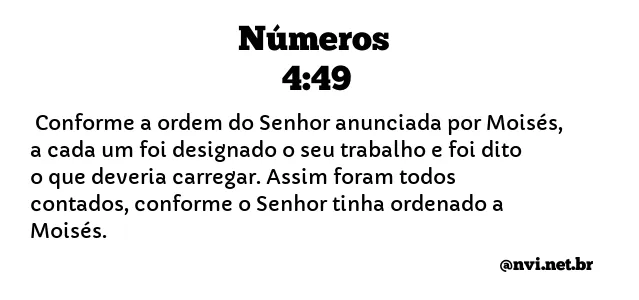 NÚMEROS 4:49 NVI NOVA VERSÃO INTERNACIONAL