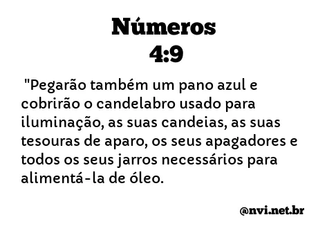 NÚMEROS 4:9 NVI NOVA VERSÃO INTERNACIONAL