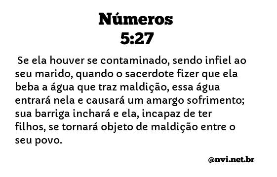 NÚMEROS 5:27 NVI NOVA VERSÃO INTERNACIONAL