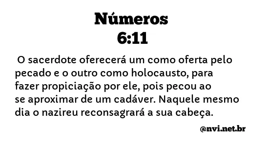 NÚMEROS 6:11 NVI NOVA VERSÃO INTERNACIONAL