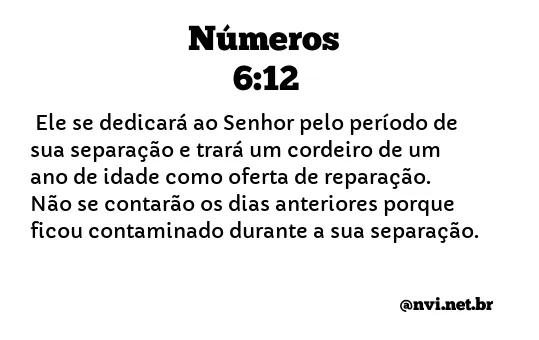 NÚMEROS 6:12 NVI NOVA VERSÃO INTERNACIONAL