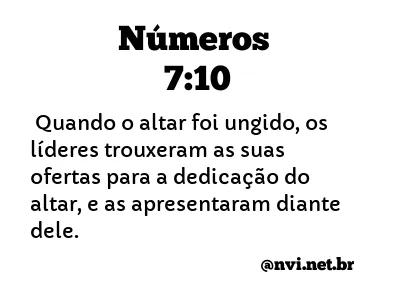 NÚMEROS 7:10 NVI NOVA VERSÃO INTERNACIONAL