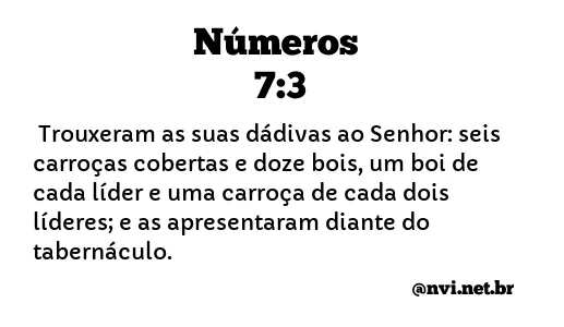 NÚMEROS 7:3 NVI NOVA VERSÃO INTERNACIONAL