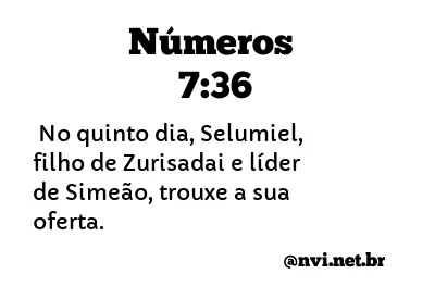 NÚMEROS 7:36 NVI NOVA VERSÃO INTERNACIONAL