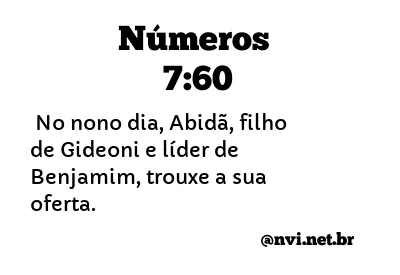 NÚMEROS 7:60 NVI NOVA VERSÃO INTERNACIONAL