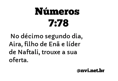 NÚMEROS 7:78 NVI NOVA VERSÃO INTERNACIONAL