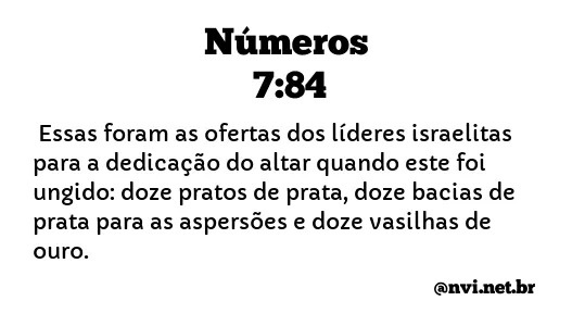 NÚMEROS 7:84 NVI NOVA VERSÃO INTERNACIONAL