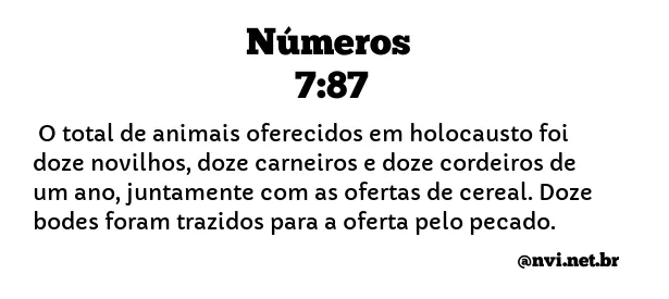 NÚMEROS 7:87 NVI NOVA VERSÃO INTERNACIONAL