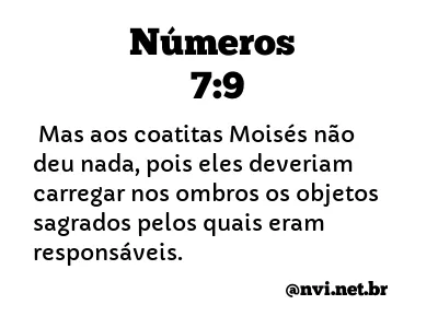 NÚMEROS 7:9 NVI NOVA VERSÃO INTERNACIONAL