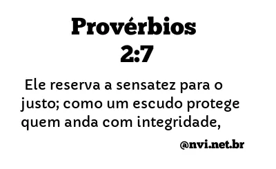 PROVÉRBIOS 2:7 NVI NOVA VERSÃO INTERNACIONAL