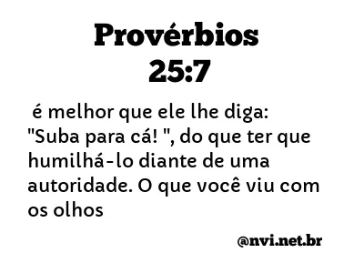 PROVÉRBIOS 25:7 NVI NOVA VERSÃO INTERNACIONAL