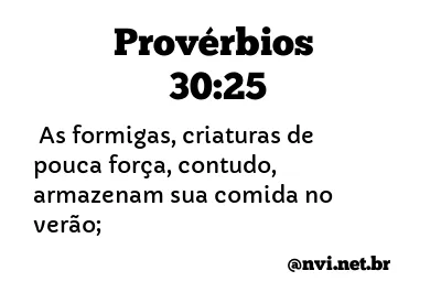 PROVÉRBIOS 30:25 NVI NOVA VERSÃO INTERNACIONAL