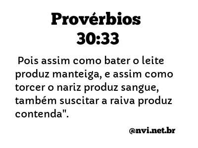 PROVÉRBIOS 30:33 NVI NOVA VERSÃO INTERNACIONAL