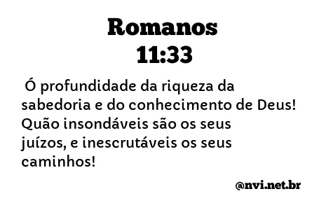 ROMANOS 11:33 NVI NOVA VERSÃO INTERNACIONAL