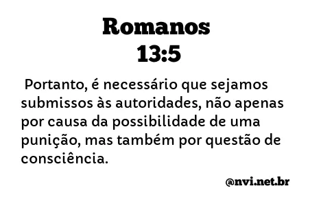 ROMANOS 13:5 NVI NOVA VERSÃO INTERNACIONAL