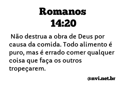 ROMANOS 14:20 NVI NOVA VERSÃO INTERNACIONAL