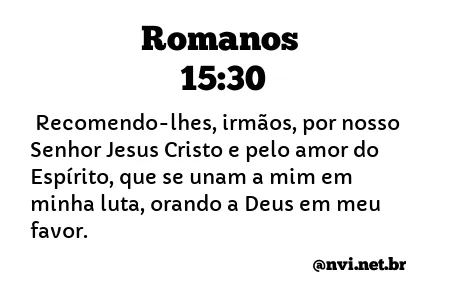 ROMANOS 15:30 NVI NOVA VERSÃO INTERNACIONAL