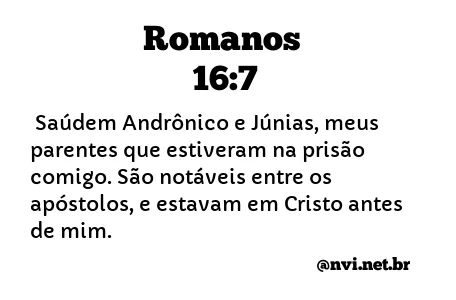 ROMANOS 16:7 NVI NOVA VERSÃO INTERNACIONAL