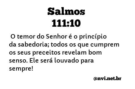 SALMOS 111:10 NVI NOVA VERSÃO INTERNACIONAL