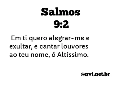 SALMOS 9:2 NVI NOVA VERSÃO INTERNACIONAL