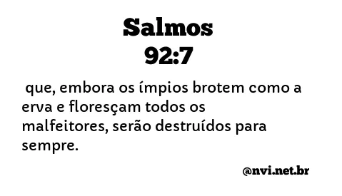 SALMOS 92:7 NVI NOVA VERSÃO INTERNACIONAL