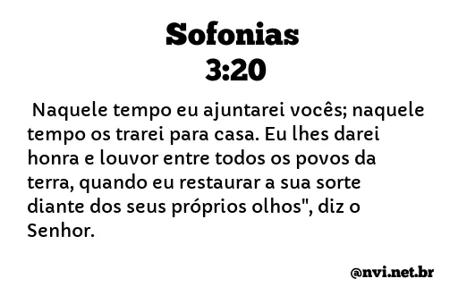 SOFONIAS 3:20 NVI NOVA VERSÃO INTERNACIONAL